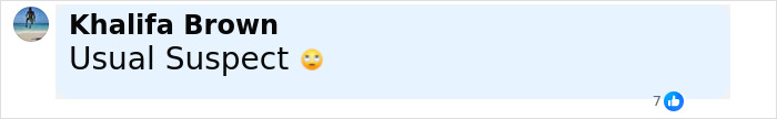Comment by Khalifa Brown reading Usual Suspect with an eye-roll emoji, referencing Michigan suspect's eerie confession.