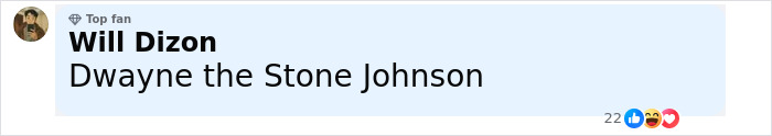 Comment from a top fan named Will Dizon defending Dwayne Johnson's appearance amid health concerns about his new slim look.