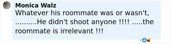 Comment from Monica Walz discussing Charlie Kirk assassin&rsquo;s roommate and his irrelevant involvement in the shooting incident.