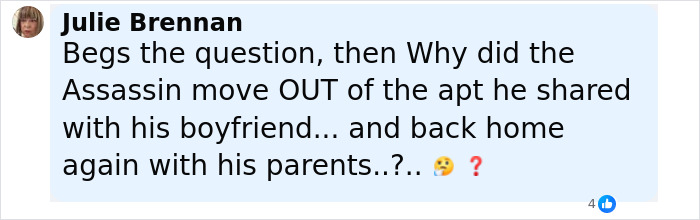 Comment discussing Charlie Kirk assassin&rsquo;s roommate being kicked out by family due to problematic behavior.