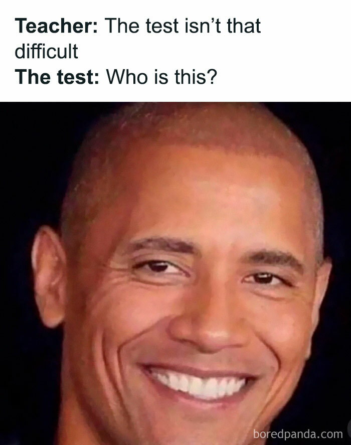 Meme showing a test question labeled as difficult with a confused smiling face, popular random and viral memes.