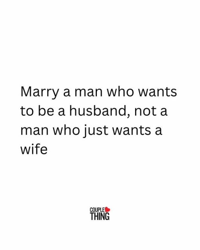 Relationship advice text emphasizing choosing a husband who values the role, from Couple Thing posts.