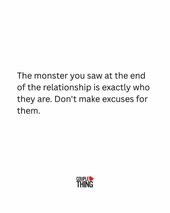 Text about relationship advice stating the true nature of a partner at the end of the relationship, from Couple Thing.