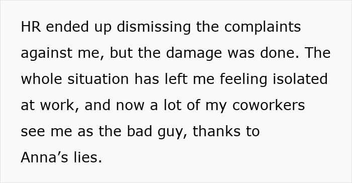 Text describing a coworker reporting HR about lack of fridge space for lunch, causing workplace conflict and isolation. Text describing a coworker reporting HR about lack of fridge space for lunch, causing workplace conflict and isolation.