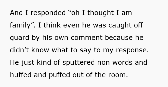 Text excerpt showing a woman&rsquo;s reaction to rude comments from mother-in-law causing emotional strain in family interactions.