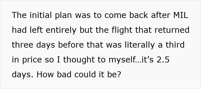 Text discussing a woman&rsquo;s mother-in-law making rude comments and the husband finally breaking down emotionally.