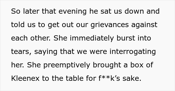 Text excerpt featuring a husband addressing grievances amid years of rude comments from his mother-in-law.