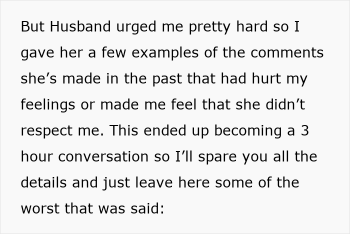 Text excerpt about a husband breaking down after years of rude comments from wife&rsquo;s mother-in-law impacting emotions and respect.