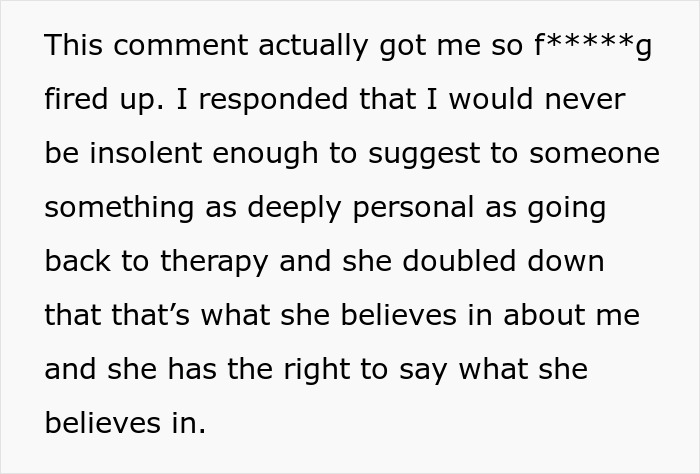 Text comment about responding to rude MIL&rsquo;s emotional remarks and husband breaking down after years of rude comments.