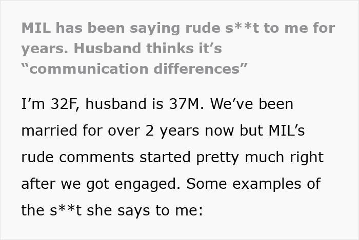 Woman faces years of rude comments from MIL, husband breaks down over ongoing emotional strain in their marriage.