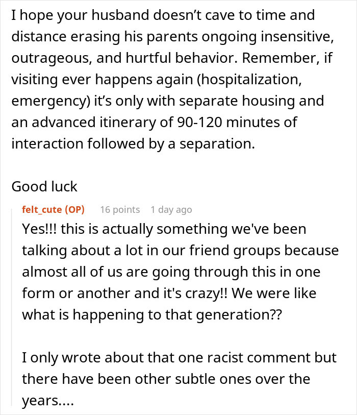 Reddit comment discussing years of rude comments from mother-in-law and husband&rsquo;s emotional breakdown.