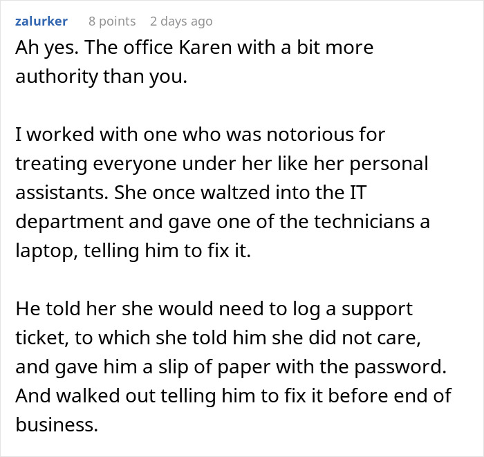 Comment describing a technician instructed to fix a laptop without following server down or business hours process, illustrating malicious compliance. Comment describing a technician instructed to fix a laptop without following server down or business hours process, illustrating malicious compliance.