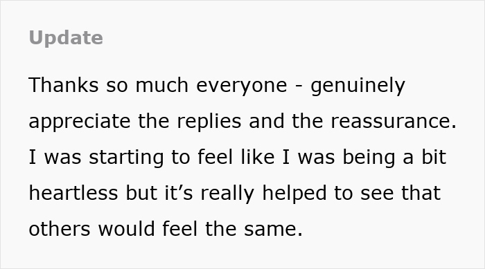 Text update about a therapy dog being banned from a family event, highlighting mixed feelings and reassurance. Text update about a therapy dog being banned from a family event, highlighting mixed feelings and reassurance.