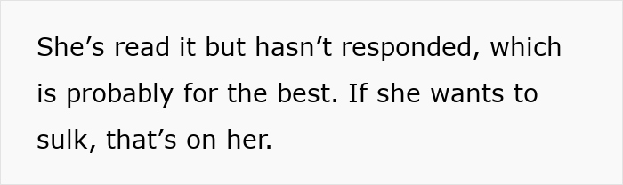 Text message discussing someone reading a message without responding, relating to a therapy dog banned from family event. Text message discussing someone reading a message without responding, relating to a therapy dog banned from family event.