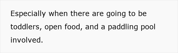 Text about toddlers, open food, and paddling pool, highlighting concerns about therapy dog safety at family BBQ. Text about toddlers, open food, and paddling pool, highlighting concerns about therapy dog safety at family BBQ.