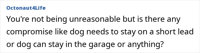 Person discussing compromise with therapy dog on a short lead or kept in garage during family BBQ. Person discussing compromise with therapy dog on a short lead or kept in garage during family BBQ.