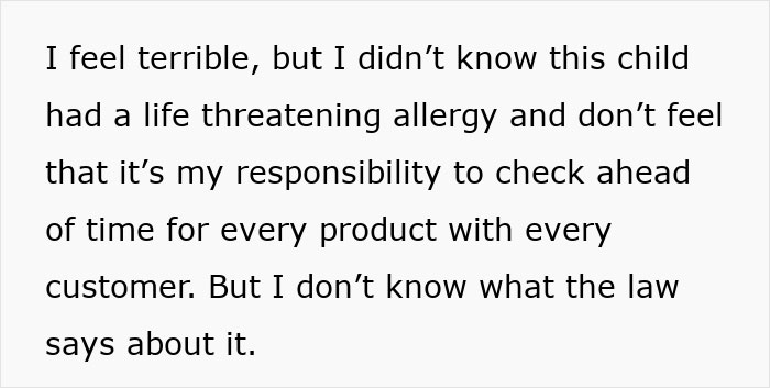 Kid with nut allergy grabs sample from worker, worker blamed for giving allergen without checking first. Kid with nut allergy grabs sample from worker, worker blamed for giving allergen without checking first.