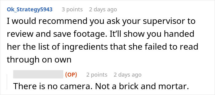Reddit user discussing a kid with nut allergy grabbing a sample and a worker being blamed for giving it to him. Reddit user discussing a kid with nut allergy grabbing a sample and a worker being blamed for giving it to him.
