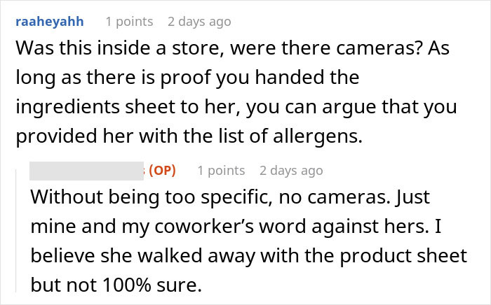 Comments discussing a kid with nut allergy grabbing a sample and a worker blamed for giving it to him in a store setting. Comments discussing a kid with nut allergy grabbing a sample and a worker blamed for giving it to him in a store setting.