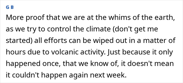 Text excerpt discussing the 1831 mystery related to volcanic activity affecting the climate and the sun turning blue.