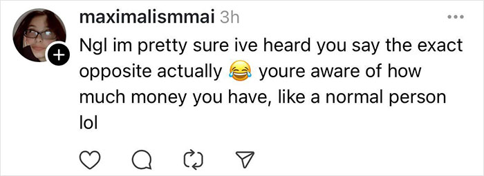 Screenshot of a social media comment discussing awareness of personal finances, related to Elon Musk’s transgender daughter. Screenshot of a social media comment discussing awareness of personal finances, related to Elon Musk’s transgender daughter.