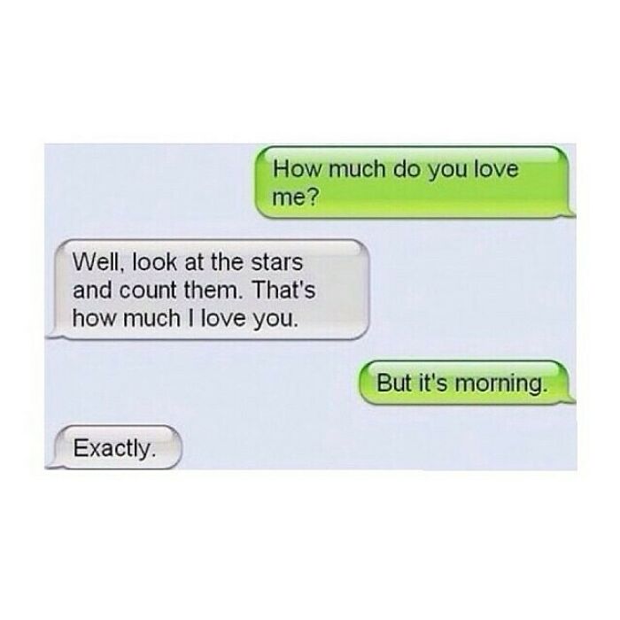 Funny text message exchange about love and stars, perfect example of texts that might make you laugh online.