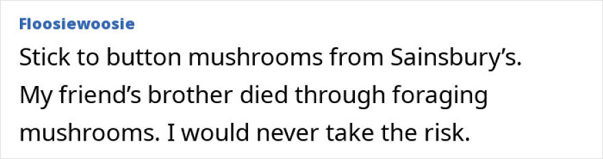 Comment warning about the risks of foraging mushrooms linked to wealthy-favored superfood and ALS disease concerns.