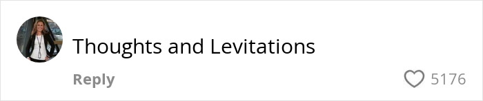 User profile picture of a woman next to a comment saying Thoughts and Levitations with 5176 likes on a social media post about RaptureTok.