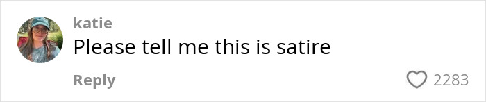 Comment on social media post from user Katie expressing disbelief and hope that the viral RaptureTok prediction is satire, with 2283 likes.