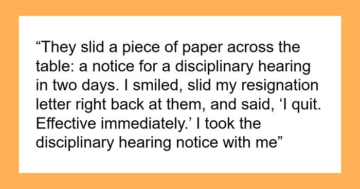 “I Knew It Was An Ambush”: Employee Quits Ahead Of Disciplinary Hearing, Shocks Her Toxic Bosses