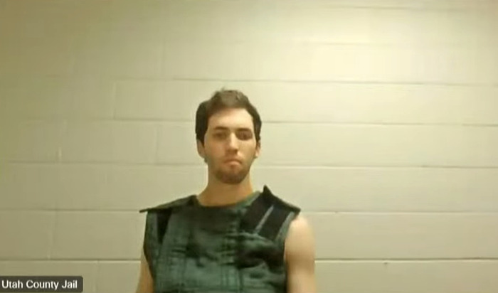 Tyler Robinson in court wearing a protective vest as people notice an eerie detail about the Charlie Kirk suspect.