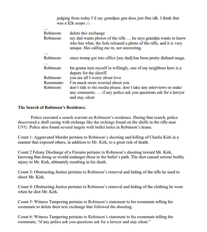 Tyler Robinson Charged For Charlie Kirk's Assassination After Chilling Confession To Lover Is Found