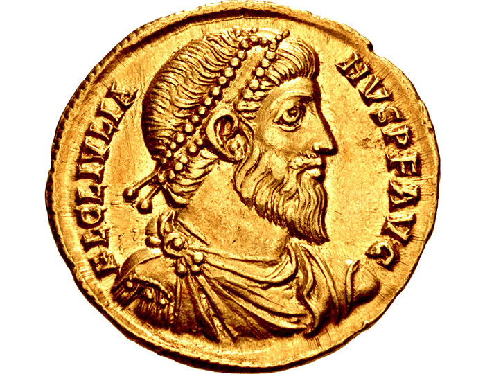 Ancient gold coin showing a bearded man in profile, representing a bizarre and fascinating historical event.