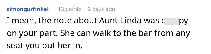 Screenshot of a forum comment discussing a leaked wedding seating chart causing trust issues between bride and bridesmaid.