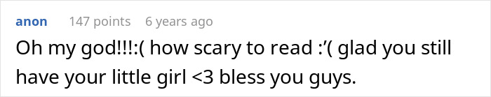 Comment expressing shock and relief that the toddler survived after MIL poisoned with essential oils.