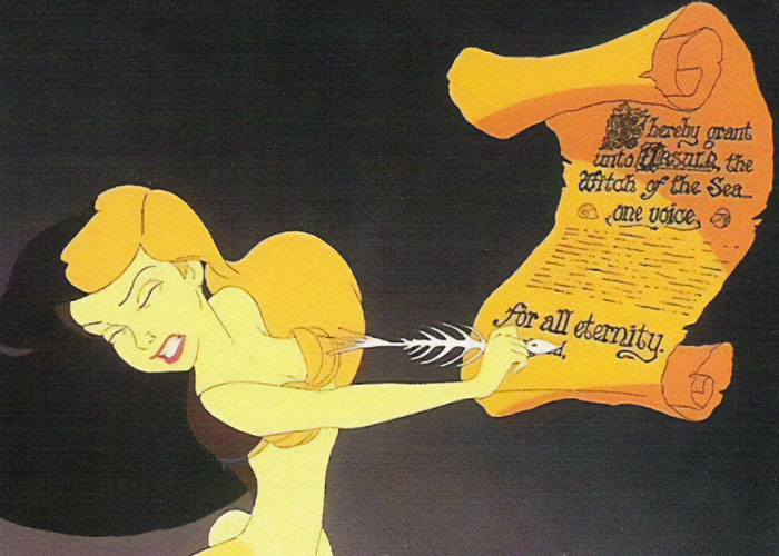 Animated woman with long blonde hair signing a magical scroll, illustrating wildest rules people grew up with.