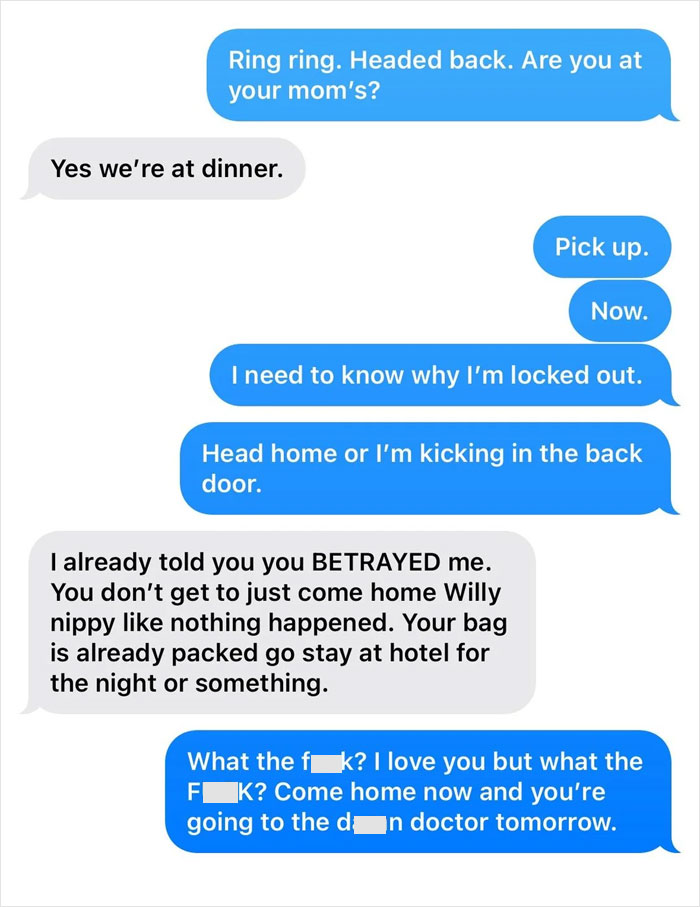 Text message exchange showing tense wife&rsquo;s reaction to husband attending sister&rsquo;s baby shower, highlighting relationship conflict and need for therapy.