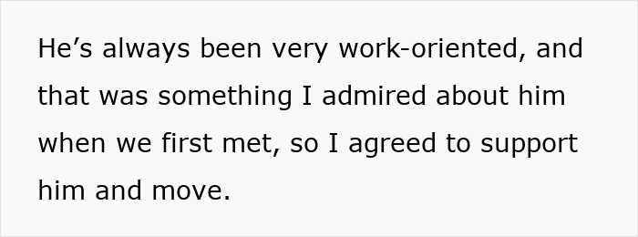 Man worries wife&rsquo;s petty drama affects his job, shown through text expressing admiration for his work-oriented nature.