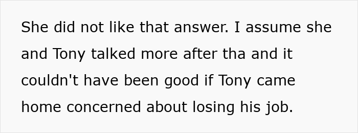 Text on a white background about a man worried his wife&rsquo;s petty drama could cost him his job, risking his marriage instead.