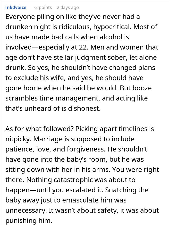 Comment discussing parenting conflicts and the husband’s behavior prompting an exit plan from the nursery situation. Comment discussing parenting conflicts and the husband’s behavior prompting an exit plan from the nursery situation.