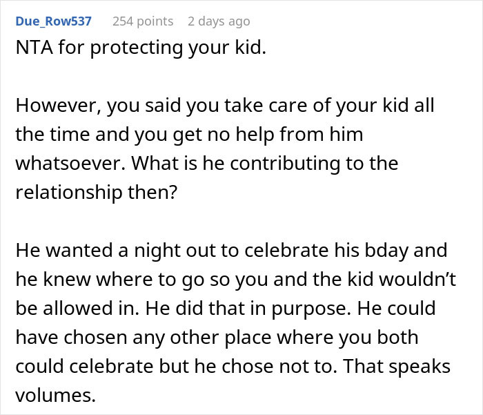 Comment discussing a mom banning husband from nursery, addressing relationship issues and lack of support with child care. Comment discussing a mom banning husband from nursery, addressing relationship issues and lack of support with child care.