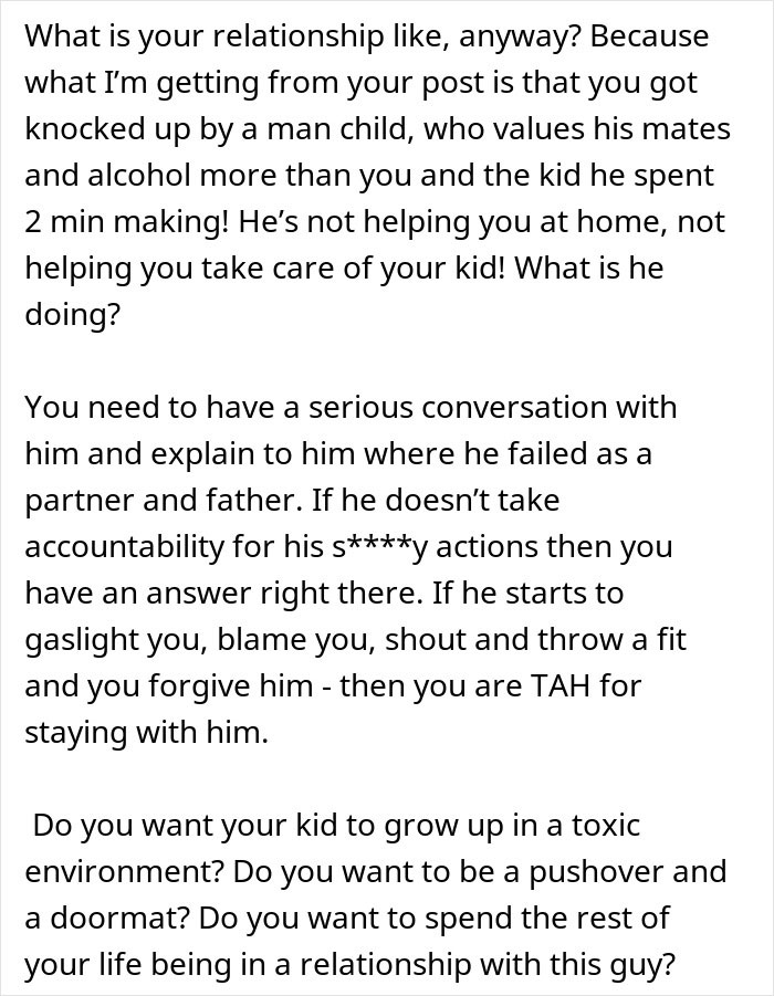 Text excerpt discussing relationship issues where a mom considers banning husband from nursery and building an exit plan. Text excerpt discussing relationship issues where a mom considers banning husband from nursery and building an exit plan.