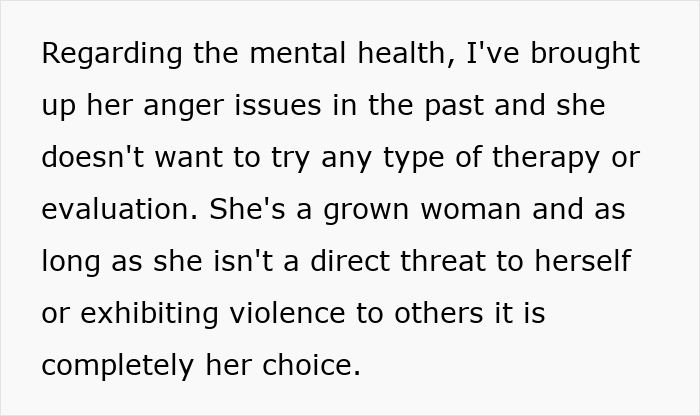 Text about a woman forbidding her BIL from talking to her despite seeing nephew less, linked to mental health and anger issues.