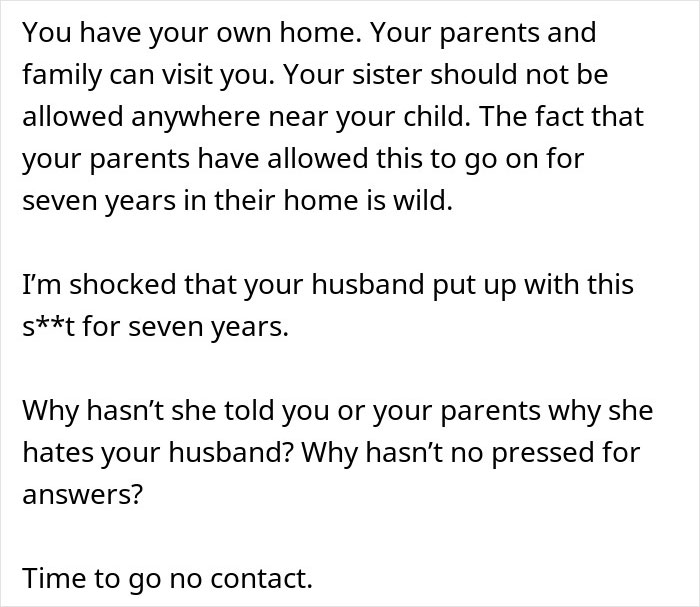 Text excerpt about woman forbidding brother-in-law contact despite seeing nephew less, refusing to explain reasons.