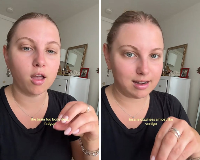 Woman explaining medical mystery symptoms like brain fog and dizziness after doctors failed to diagnose in a minute Woman explaining medical mystery symptoms like brain fog and dizziness after doctors failed to diagnose in a minute