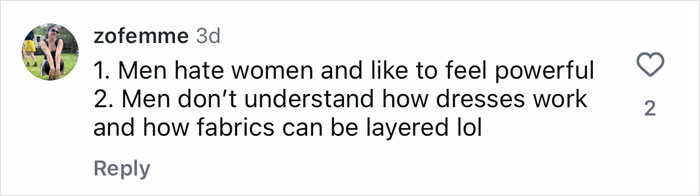 Comment on social media about men&rsquo;s double standards and women being told to cover up at a pub.