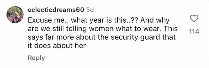 Screenshot of a social media comment discussing double standards women face about what to wear at a pub.