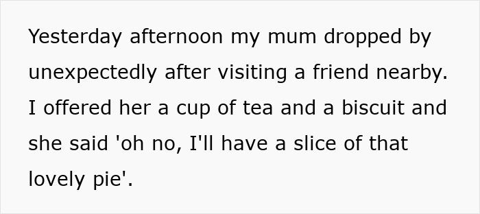 Text message about a diet-obsessed mom food-shaming daughter, complaining after being offered pie.