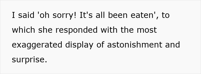 Text excerpt from a diet-obsessed mom shaming daughter about food, showing surprise over pie being eaten.