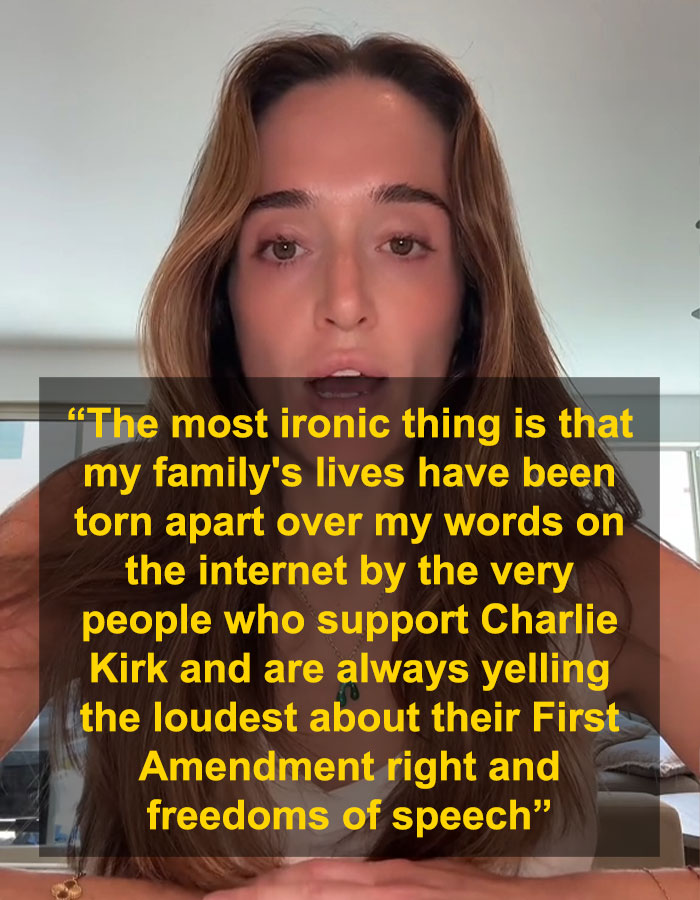 Young woman speaking about Charlie Kirk comments, involved in controversy that tanked boyfriend’s career and sparked backlash. Young woman speaking about Charlie Kirk comments, involved in controversy that tanked boyfriend’s career and sparked backlash.